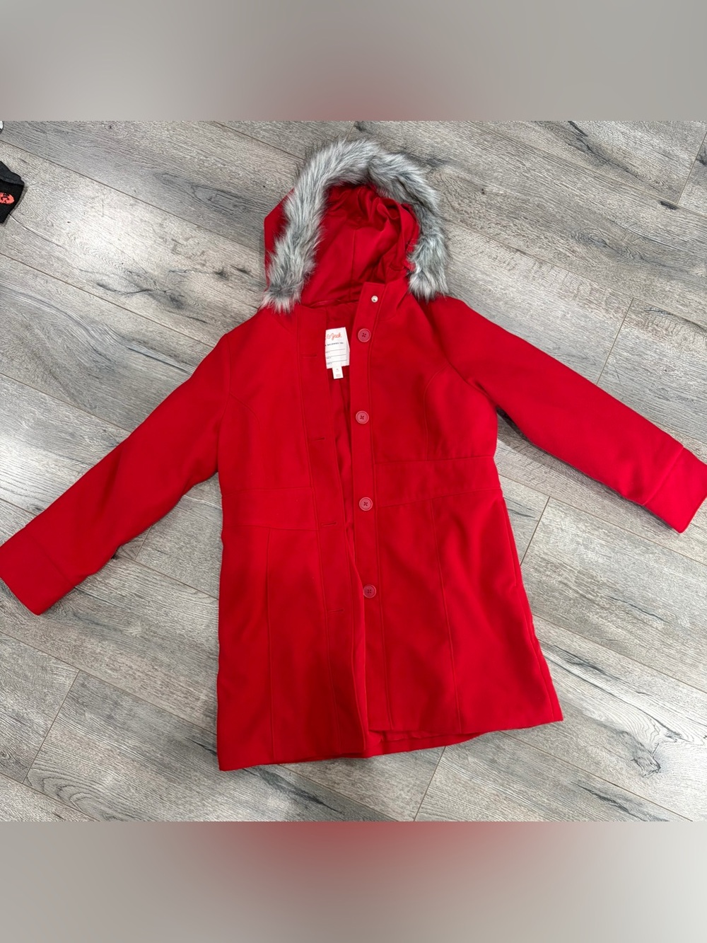 Red Pea Coat with Hood